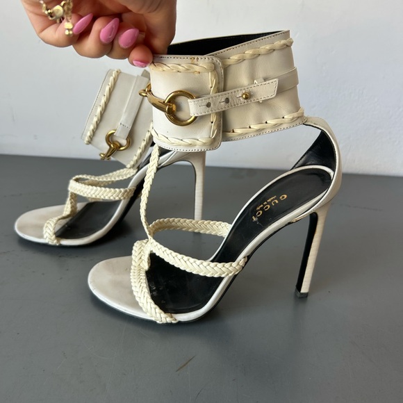 Gucci Shoes - Gucci Ursla white/ivory sandal heels size 36.5